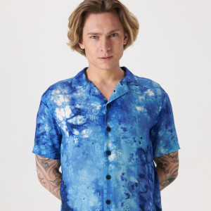 Sinsay - Hemd in Batik-Optik - Blau - herren - 9893I-55X