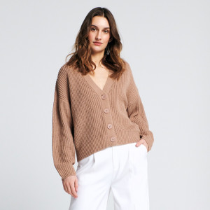 Sinsay - Strickjacke aus Jersey - Beige - damen - 9903A-08X