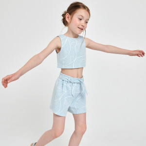 Sinsay - Komplet: top i szorty - Niebieski - dziewczynka - 9940W-05X