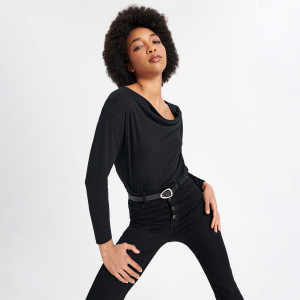 Sinsay - Blusa con arricciatura - Nero - Da donna - LJ854-99X