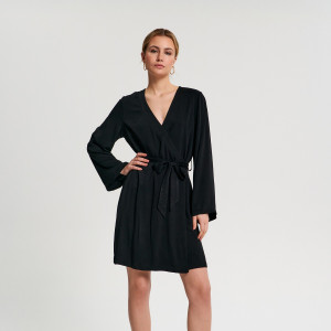 Sinsay - Rochie mini cu șnur decorativ - Negru - Femei - LX687-99X