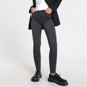 Sinsay - Jeans skinny a vita media - Grigio - Da donna - QE153-90J