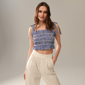 Sinsay - Crop top w paski - Wielobarwny - damski - VF573-MLC
