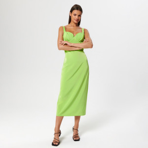 Sinsay - Midikleid mit Träger - Grün - damen - VP221-70X