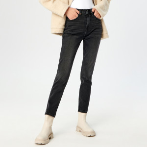 Sinsay - Jeansy straight mid waist - Szary - damski - WM296-90J