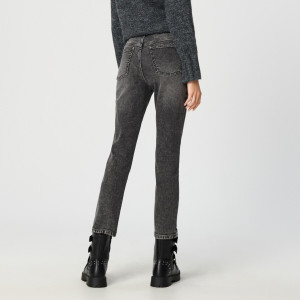 Sinsay - Jeansy slim mid waist - Szary - damski - WM300-90J