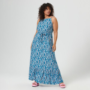 Sinsay - Sukienka maxi w kwiaty - Zielony - damski - WX182-77X