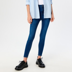 Sinsay - Jeansy skinny high waist - Granatowy - damski - XE349-59J