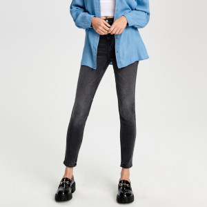 Sinsay - Jeansy skinny high waist - Szary - damski - XE352-85J