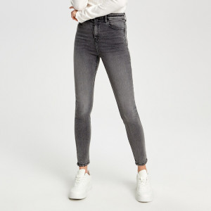 Sinsay - Jeansy skinny high waist - Szary - damski - XE352-90J