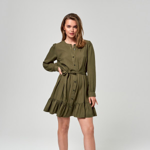 Sinsay - Sukienka mini koszulowa - Khaki - damski - YJ591-79X