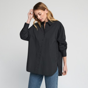 Sinsay - Koszula bawełniana oversize - Szary - damski - YK555-90X