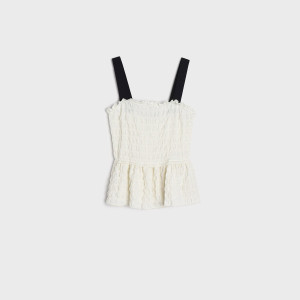 Sinsay - Top - Kremowy - damski - YK644-01X