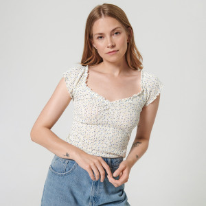 Sinsay - Crop top ze wzorem - Wielobarwny - damski - YK645-MLC