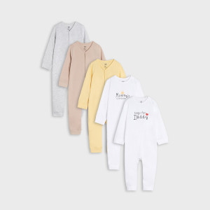 Sinsay - Pajacyki 5 pack - Biały - chłopiec - YN001-00X