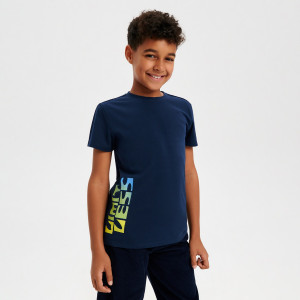 Sinsay - T-shirt con stampa - Blu scuro - Bambino - YN770-59X