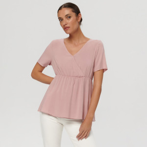 Sinsay - Blusa con arricciatura - Rosa - Da donna - YP743-03X