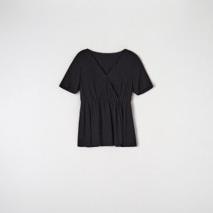 Sinsay - Bluse mit Raffungen - Schwarz - damen - YP743-99X