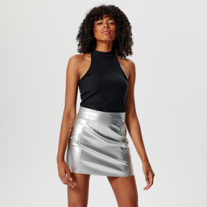 Sinsay - Spódnica mini - Srebrny - damski - YZ430-SLV