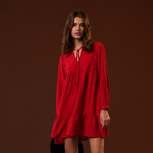 Sinsay - Sukienka mini z wiązaniem - Różowy - damski - YZ762-38X