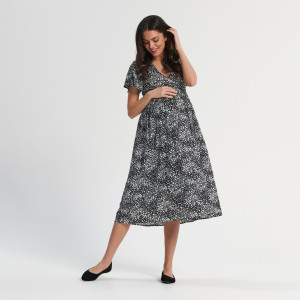 Sinsay - Midikleid mit Muster MAMA - Schwarz - damen - YZ766-99X