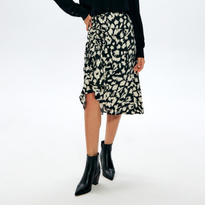 Sinsay - Spódnica midi ze wzorem - Czarny - damski - YZ792-99X