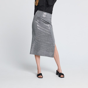 Sinsay - Spódnica midi ołówkowa - Srebrny - damski - ZB174-SLV