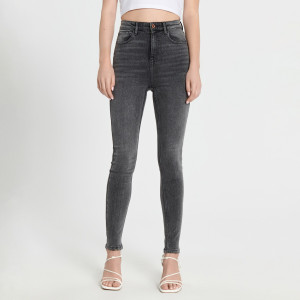 Sinsay - Jeansy skinny high waist - Szary - damski - ZB497-90J