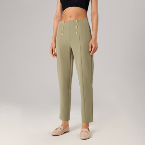 Sinsay - Pantaloni slim - Cachi - Da donna - ZB529-79X