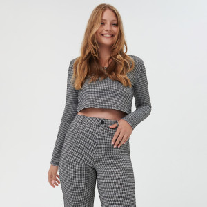 Sinsay - Spodnie w kratę - Wielobarwny - damski - ZB813-MLC