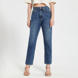 Sinsay - Jeans im Mom-Fit mit hoher Leibhöhe - Marineblau - damen - ZC338-59J