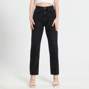 Sinsay - Jeans im Mom-Fit mit hoher Leibhöhe - Schwarz - damen - ZC338-99J