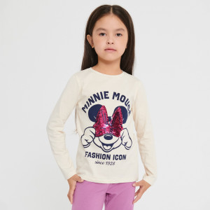 Sinsay - Koszulka Myszka Minnie - Kremowy - dziewczynka - ZF570-01X