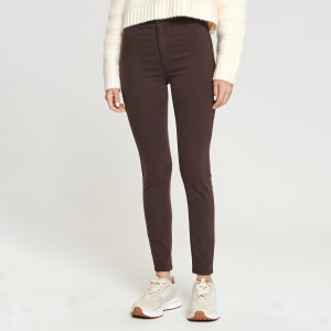 Sinsay - Jegginsy skinny high waist - Brązowy - damski - ZJ780-89J