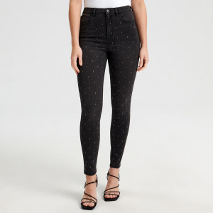 Sinsay - Jeansy skinny high waist - Czarny - damski - ZJ784-99J