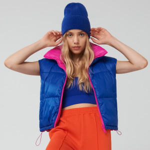 Sinsay - Kamizelka pikowana - Niebieski - damski - ZM325-55X