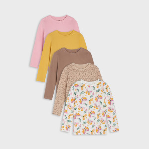 Sinsay - Koszulki 5 pack - Biały - dziewczynka - ZO358-00X