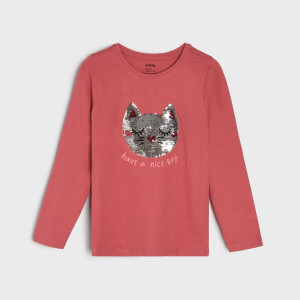 Sinsay - Koszulka z cekinami - Różowy - dziewczynka - ZP119-38X