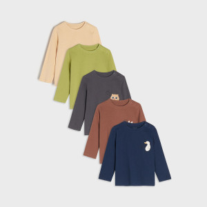 Sinsay - Koszulki 5 pack - Zielony - chłopiec - ZP251-96X