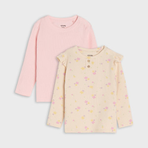 Sinsay - Koszulki 2 pack - Beżowy - dziewczynka - ZP269-08X