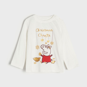 Sinsay - Koszulka Świnka Peppa - Kremowy - dziewczynka - ZP281-01X