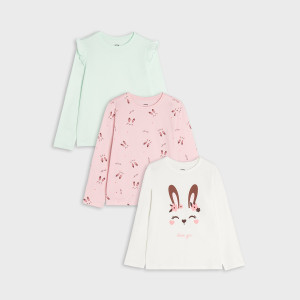 Sinsay - Koszulki 3 pack - Multicolor - dziewczynka - ZP433-MLC