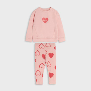 Sinsay - Komplet: bluza i legginsy - Różowy - dziewczynka - ZP517-03X