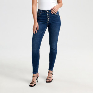 Sinsay - Jeansy skinny high waist - Granatowy - damski - ZT875-59J