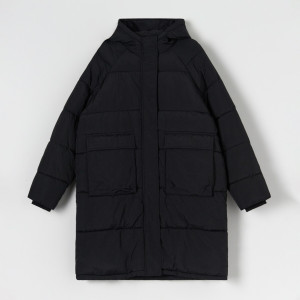 Sinsay - Płaszcz z kapturem - Czarny - damski - ZT970-99X