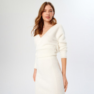 Sinsay - Sweter krótki - Kremowy - damski - ZV012-01X