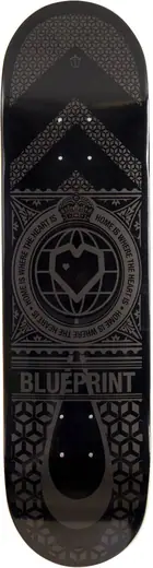 Blueprint Home Heart Skateboard Deck (Sort/Grå)
