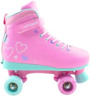 Cream Skates CREAM Scoop Hearts Adjustable Kids Roller Skates (Pink)  - Pink;Teal - Size: 31-34 EU