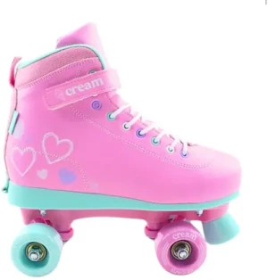 Cream Skates CREAM Scoop Hearts Adjustable Kids Roller Skates (Pink)  - Pink;Teal - Size: 31-34 EU