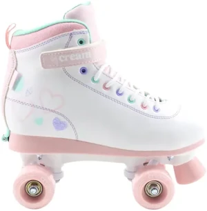 Cream Skates CREAM Scoop Hearts Adjustable Kids Roller Skates (White)  - White;Pink - Size: 35-38 EU